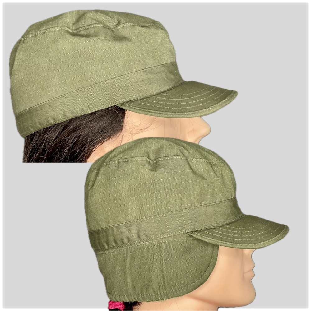 VTG Military Issued Green Ear Flap Cold Weather Combat Patrol Cap BDU Size 7